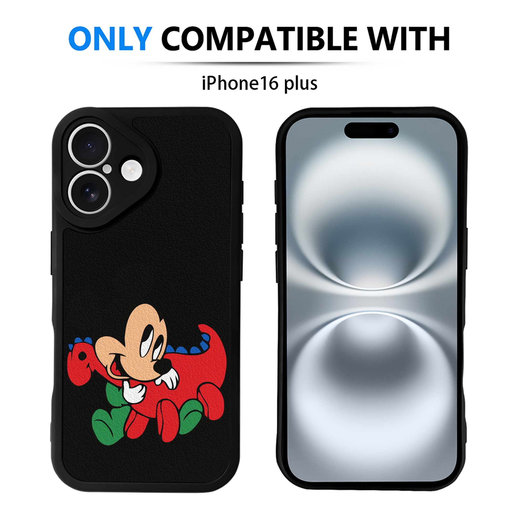 （画像用） ミッキーマウス Mickey Mouse 【iPhone 16シリーズ対応】シリコンスマホケース（レザー調） 材質：シリコン